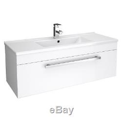1000mm Modern White Wall Mounted Hung Vanity Unit Milimalist Basin and Cabinet