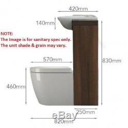 1700mm L Shape Bathroom 1200mm Vanity Walnut & Black Fitted Furniture Unit Suite