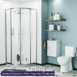 3-Piece 400mm Basin Wall Hung Vanity and Toilet with 800 Quadrant Shower Hauge