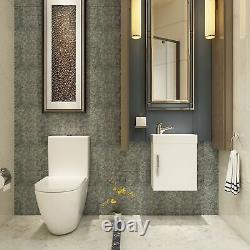 400mm Cloakroom Suite 1 Door Gloss White Wall Hung Vanity Unit & Abacus Toilet