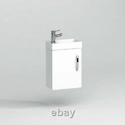 400mm Cloakroom Suite 1 Door Gloss White Wall Hung Vanity Unit & Rimless Toilet