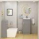 400mm Cloakroom Suite 1 Door Grey Gloss Wall Hung Vanity Unit & Btw Toilet Pack