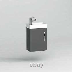 400mm Cloakroom Suite 1 Door Grey Gloss Wall Hung Vanity Unit & Breeze Toilet