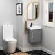 400mm Cloakroom Suite 1 Door Grey Gloss Wall Hung Vanity Unit & Cesar Toilet