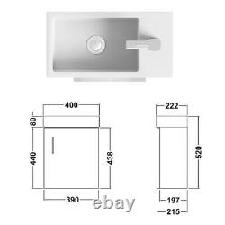400mm Cloakroom Suite 1 Door Grey Gloss Wall Hung Vanity Unit & Cesar Toilet