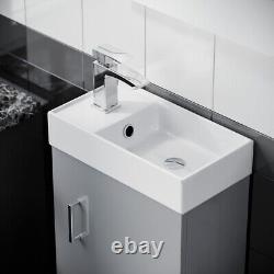 400mm Light Grey Wall Hung Vanity Cabinet & Close Coupled Toilet WC Pan Carder