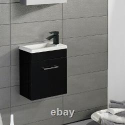 400mm Wall Hung Vanity unit, Black Mixer Tap Wall Hung Toilet Pan Cistern Frame