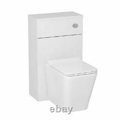 600mm Bathroom Suite 2 Door Gloss White Wall Hung Vanity Unit & BTW Toilet Seat