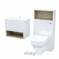 610 mm White Wall Hung Vanity Cabinet and WC BTW Toilet Unit with Cistern