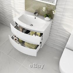700mm Bathroom Furniture Wall Hung Vanity Unit Curved Sink Basin & Toilet Suite