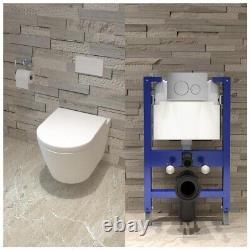 AICA 0.82m Low Height Rimless Wall Hung Toilet with Concealed Cistern Frame Set