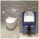 Aica 0.82m Low Height Rimless Wall Hung Toilet With Concealed Cistern Frame Set