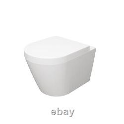 AICA Bathroom Rimless Wall Hung Toilet Only Pan & Soft Close Seat Modern Round