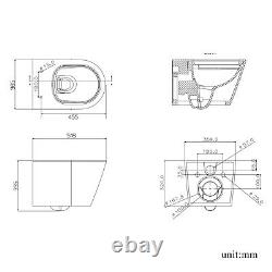 AICA Bathroom Rimless Wall Hung Toilet Only Pan & Soft Close Seat Modern Round