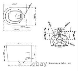 AICA Round Rimless Wall Hung Toilet Pan & Cistern Frame & Soft Close Seat WC Set