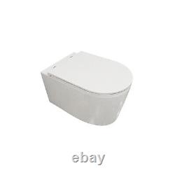 AICA Round Rimless Wall Hung Toilet Pan & Cistern Frame & Soft Close Seat WC Set