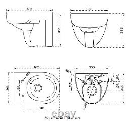 AICA Round Rimless Wall Hung Toilet Pan + Soft Close Seat WC + Cistern Frame Set