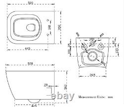 AICA Square Rimless Wall Hung Toilet Pan&Cistern Frame&Soft Close Seat WC Set