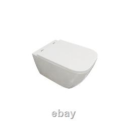 AICA Square Rimless Wall Hung Toilet Pan&Cistern Frame&Soft Close Seat WC Set