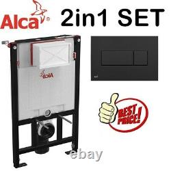ALCA 0.85M CONCEALED WC TOILET CISTERN FRAME WITH BLACK FLUSH PLATE 2in1 SET