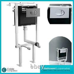 Adjustable In Wall Hung Concealed Toilet Cistern Frame Chrome Dual Flush Button