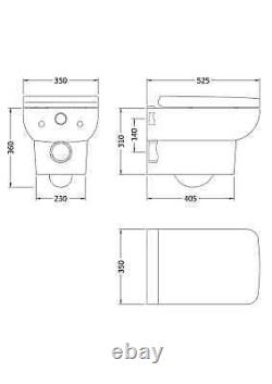 Alba Square Wall Hung Ceramic Toilet Pan & Soft Close & Seat, 400mm Balterley