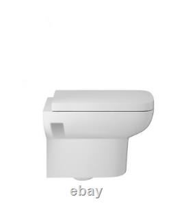 Alba Square Wall Hung Ceramic Toilet Pan & Soft Close & Seat, 400mm Balterley