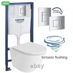 Anas TORNADO FLUSHING rimless wall hung pan & grohe frame concealed cistern