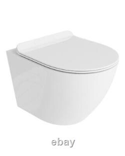 Anas Wall Hung Rimless Toilet Pan & Soft Close Seat Hidden Fittings White