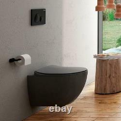 Anthracite Grey Short Projection Soft Close Wall Hung Toilet Cistern Flush Frame