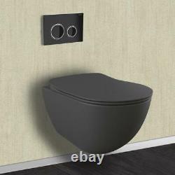 Anthracite Grey Short Projection Soft Close Wall Hung Toilet Cistern Flush Frame
