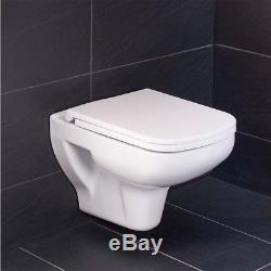 Aquila Modern Bathroom Toilet WC Wall Mounted & Soft Close Seat 10 Yr Guarantee