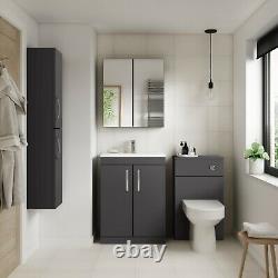 Athena Gloss Grey Bathroom Furniture Vanity Cabinet Basin, Mirrors, Bath Panels