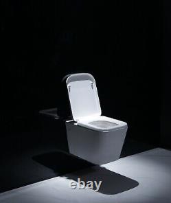 BTW Back To Wall Pan Round Toilet WC Modern Quick Release Soft Close Seat White