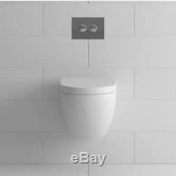 BTW Wall Hung Round Modern Toilet Pan White Ceramic Soft Close seat Bathroom WC