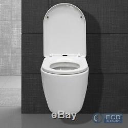 BTW back to wall pan round toilet WC modern soft close seat white hung toilet