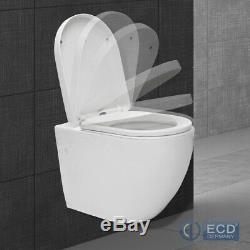 BTW back to wall pan round toilet WC modern soft close seat white hung toilet