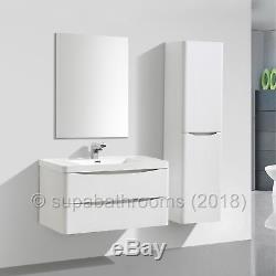 Bali Modern White Bathroom Vanity Unit Basin Sink 2 Drawer Storage Various Sizes