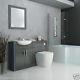 Bathroom 1700mm Shower Bath Suite With Grey Silver Vanity Unit Toilet And Sink