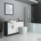 Bathroom 1700mm Shower Bath Suite With Grey White Vanity Unit Toilet And Sink