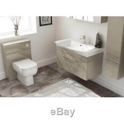 Bathroom 950mm Pemberton gold wallhung vanity basin mirror tallboy toilet suite
