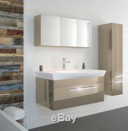 Bathroom 950mm Pemberton gold wallhung vanity basin mirror tallboy toilet suite
