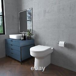 Bathroom Back To Wall & Wall Hung Toilet Pan & Seat Space Saving White Ceramic