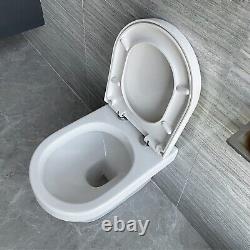 Bathroom Back To Wall & Wall Hung Toilet Pan & Seat Space Saving White Ceramic