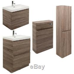Bathroom Basin Sink Vanity Unit Back to Wall Toilet Suite Tall Storage Cabinet