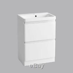 Bathroom Basin Vanity Unit Storage Tall Furniture Toilet WC Cabinet Gloss White