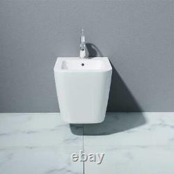 Bathroom Bidet Ceramic Wall Hung White Douche Square Designer