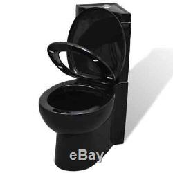 Bathroom Ceramic Modern Soft Close Seat WC Pan Close Coupled Toilet Black/White
