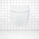 Bathroom Ceramic Wall Hung Toilet D Type Wc With Soft Close Seat Modern White