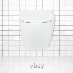 Bathroom Ceramic Wall Hung Toilet D Type WC With Soft Close Seat Modern White
